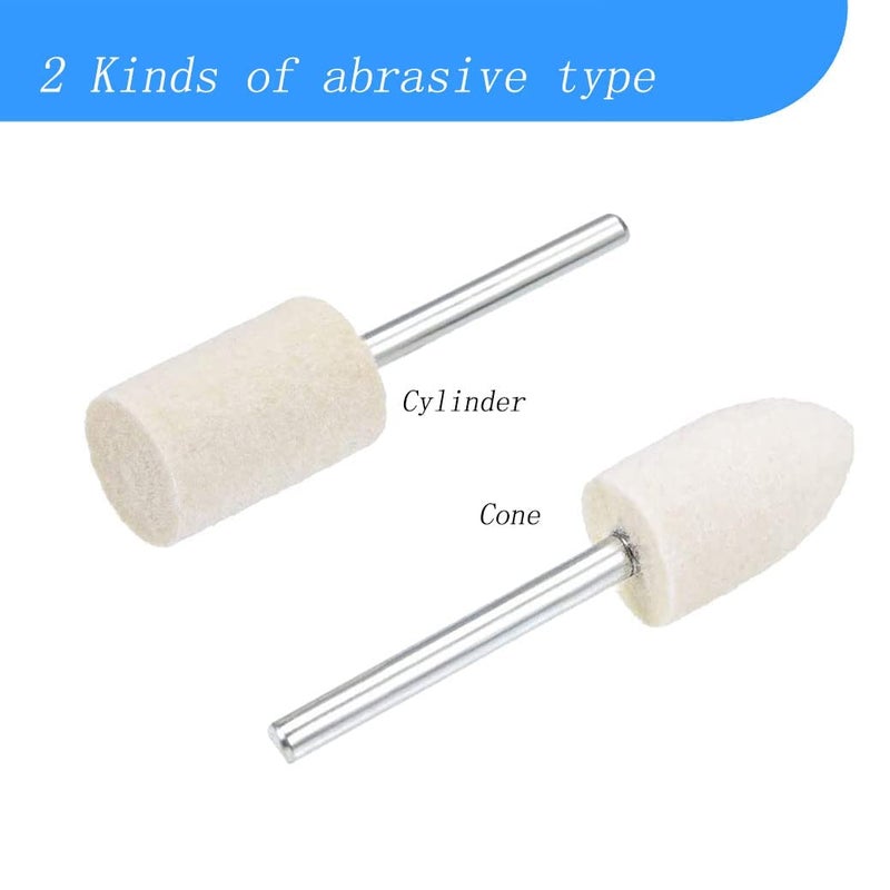 Luo ke 100 Pcs Compressed Wool Felt Polishing Head Tool Buffing Wheel for Dremel Rotary Tool with 1/8"" Mandrel - Image 2